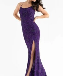 Primavera Couture - 3786 Sequin Scoop Neckline Long Gown