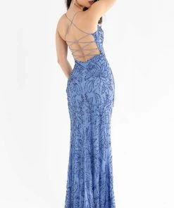 Primavera Couture - 3786 Sequin Scoop Neckline Long Gown