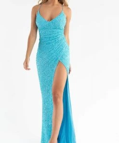 Primavera Couture - 3791 Sequined V-Neck Lace Up Dress 9 Primavera Couture - 3791 Sequined V-Neck Lace Up Dress