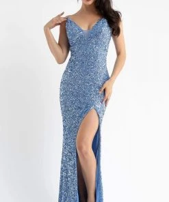 Primavera Couture - 3792 Sleeveless Sequin High Slit Dress