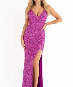 Primavera Couture - 3792 Sleeveless Sequin High Slit Dress