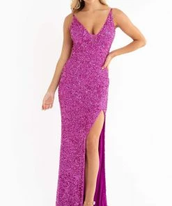 Primavera Couture - 3792 Sleeveless Sequin High Slit Dress