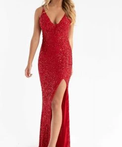 Primavera Couture - 3792 Sleeveless Sequin High Slit Dress
