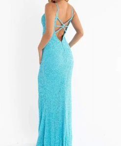 Primavera Couture - 3792 Sleeveless Sequin High Slit Dress