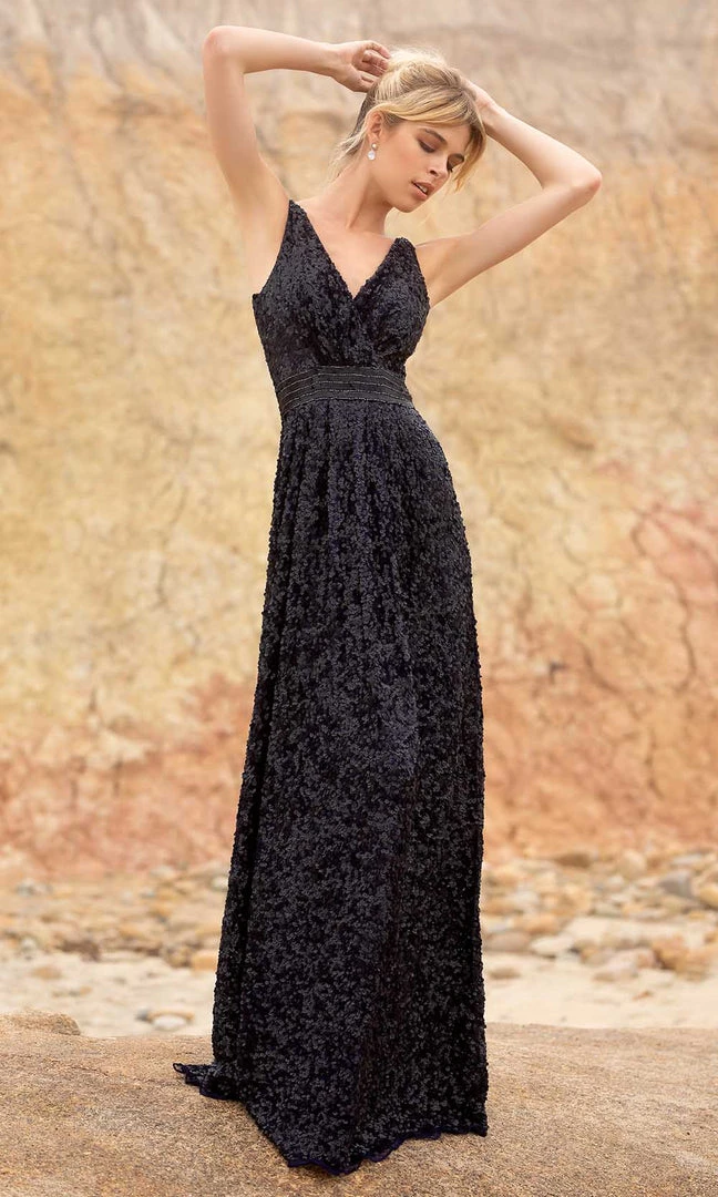 Primavera Couture - 3795 Sequin V-Neck A-Line Gown 3 Primavera Couture - 3795 Sequin V-Neck A-Line Gown