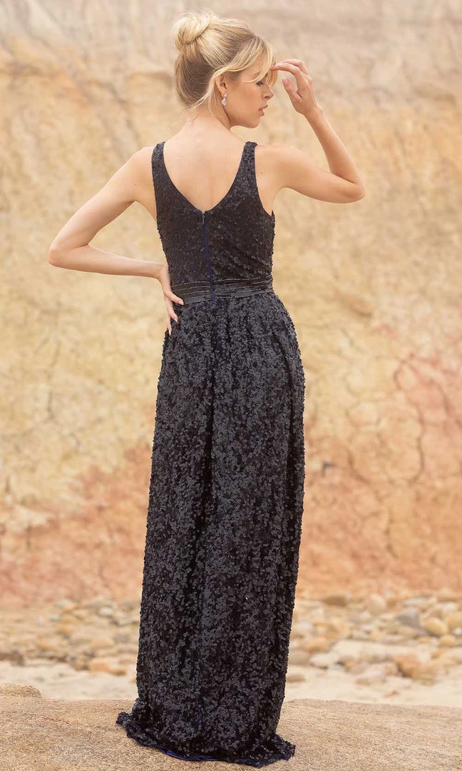 Primavera Couture - 3795 Sequin V-Neck A-Line Gown 4 Primavera Couture - 3795 Sequin V-Neck A-Line Gown
