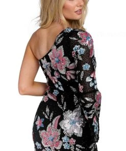 Primavera Couture 3810 - One Bell Sleeve Asymmetrical Short Dress