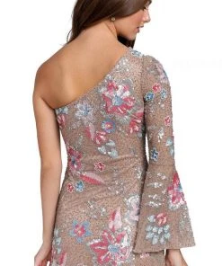 Primavera Couture 3810 - One Bell Sleeve Asymmetrical Short Dress