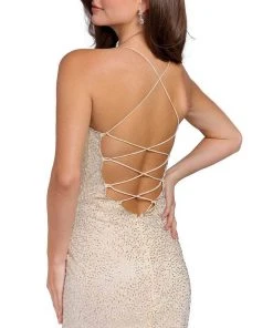 Primavera Couture 3814 - Bedazzled Scoop Neck Cocktail Dress