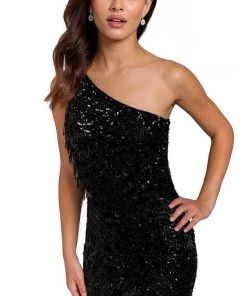 Primavera Couture 3836 - Asymmetric Neck Cutout Cocktail Dress