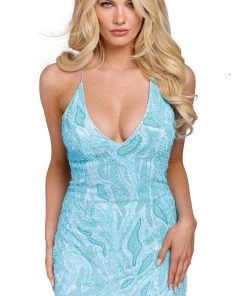 Primavera Couture 3844 - V-Neck Beaded Cocktail Dress 22 Primavera Couture 3844 - V-Neck Beaded Cocktail Dress