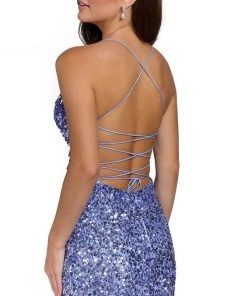 Primavera Couture 3891 - Deep V-Neck Side Slit Cocktail Dress