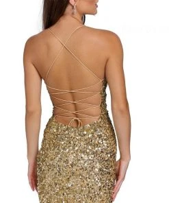 Primavera Couture 3891 - Deep V-Neck Side Slit Cocktail Dress