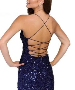 Primavera Couture 3891 - Deep V-Neck Side Slit Cocktail Dress