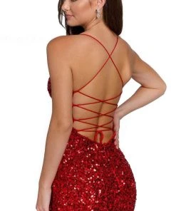 Primavera Couture 3891 - V-Neck Side Slit Cocktail Dress