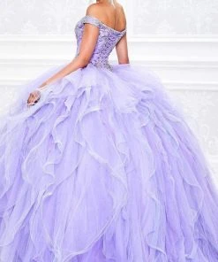 Princesa By Ariana Vara - PR11932 Beaded Off Shoulder Ruffled Ballgown