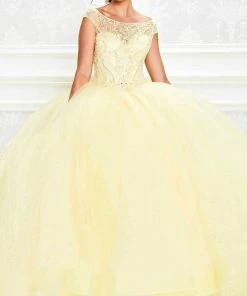 Princesa By Ariana Vara - PR11935 Sheer Bateau Beaded Tulle Ballgown
