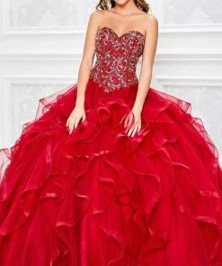 Princesa By Ariana Vara - PR11943 Beaded Sweetheart Ruffled Ballgown