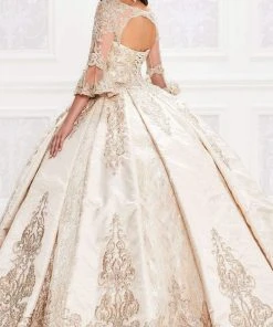 Princesa By Ariana Vara - PR12004 Embroidered Bell Sleeve Ball Gown