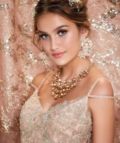 Princesa By Ariana Vara - PR12006 Corded Lace V-Neck Ball Gown