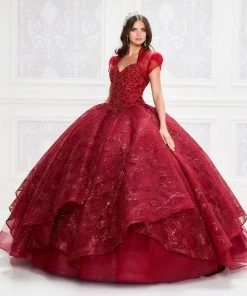 Princesa By Ariana Vara - PR12006 Corded Lace V-Neck Ball Gown