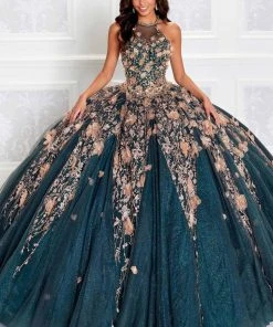 Princesa By Ariana Vara PR12262 - 3D Florals And Cape Ball Gown