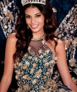 Princesa By Ariana Vara PR12262 - 3D Florals And Cape Ball Gown