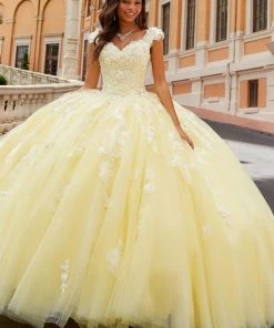Princesa By Ariana Vara PR12270 - Sweetheart Bodice 3D Flowers Ball Gown