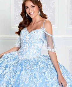 Princesa By Ariana Vara PR12271 - Detachable Ruffle Sleeves Lighted Ball Gown
