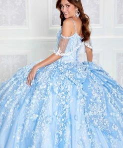 Princesa By Ariana Vara PR12271 - Detachable Ruffle Sleeves Lighted Ball Gown