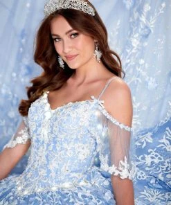 Princesa By Ariana Vara PR12271 - Detachable Ruffle Sleeves Lighted Ball Gown