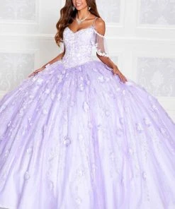 Princesa By Ariana Vara PR12271 - Detachable Ruffle Sleeves Lighted Ball Gown