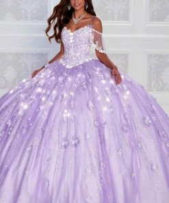 Princesa By Ariana Vara PR12271 - Detachable Ruffle Sleeves Lighted Ball Gown