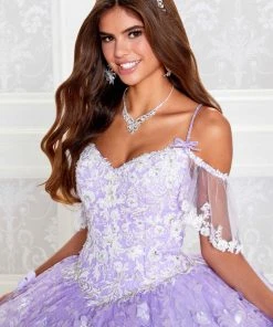 Princesa By Ariana Vara PR12271 - Detachable Ruffle Sleeves Lighted Ball Gown