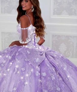 Princesa By Ariana Vara PR12271 - Detachable Ruffle Sleeves Lighted Ball Gown