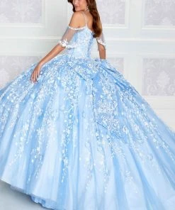 Princesa By Ariana Vara PR12271 - Detachable Ruffle Sleeves Lighted Ball Gown