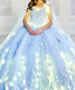 Princesa By Ariana Vara - PR22021 Embellished Appliqued Lighted Ballgown