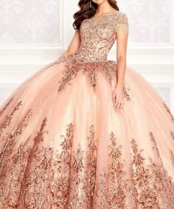 Princesa By Ariana Vara - PR22026 Short Sleeve Beaded Ball Gown