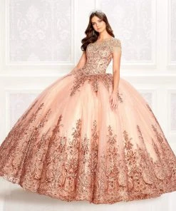 Princesa By Ariana Vara - PR22026 Short Sleeve Beaded Ball Gown 11 Princesa By Ariana Vara - PR22026 Short Sleeve Beaded Ball Gown