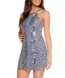 Rachel Allan - 30013 Embellished Halter Sheath Dress