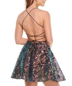 Rachel Allan - 30015 Strappy Plunging Sweetheart A-Line Dress