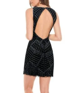 Rachel Allan - 30016 Beaded Scoop Cocktail Dress