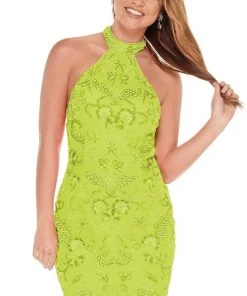 Rachel Allan - 40022 High Choker Neck Beaded Tulle Cocktail Dress