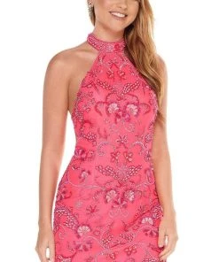 Rachel Allan - 40022 High Choker Neck Beaded Tulle Cocktail Dress