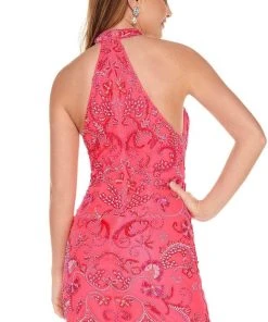 Rachel Allan - 40022 High Choker Neck Beaded Tulle Cocktail Dress