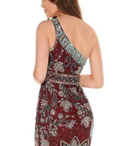 Rachel Allan - 40025 Fully Adorned One Shoulder Fitted Cocktail Dress