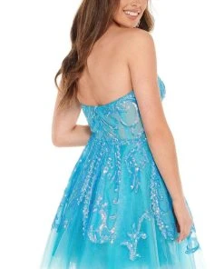 Rachel Allan - 40030 Strapless Scoop Neck Sequin Ornate Cocktail Dress 9 Rachel Allan - 40030 Strapless Scoop Neck Sequin Ornate Cocktail Dress