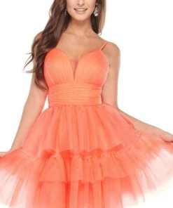 Rachel Allan - 40035 Sleeveless Fit And Flare Tulle Tiered Tulle Dress