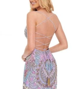 Rachel Allan 40080 - Beaded Sheath Cocktail Dress