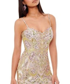 Rachel Allan - 40128 Strappy Back Multi Beaded Dress
